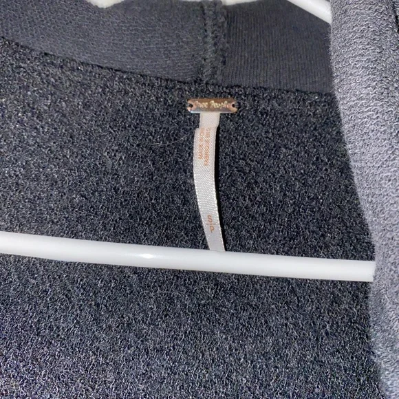 FREE PEOPLE wool blend hooded Black Gray asymmetric jacket coat Size Small - Picture 5 of 7